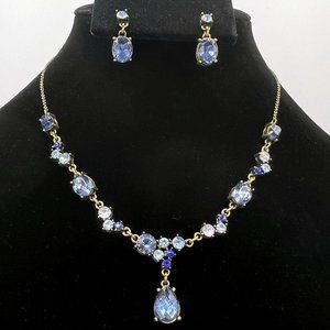 Avon "After Dark" Necklace & Earrings Set - Blue Rhinestones - S1026-S2